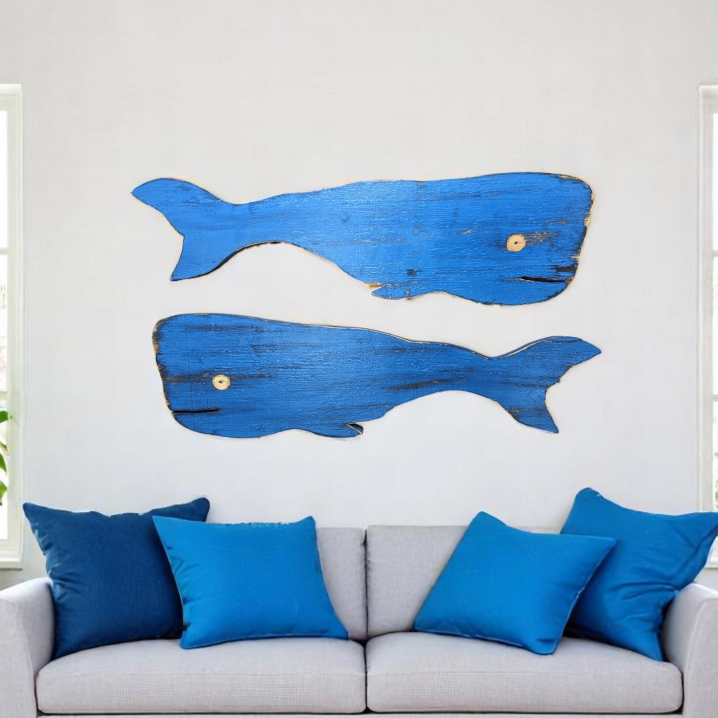 Rustic Wooden Whale Ocean Themed Nursery Accent Nautical Housewarming Gift Idea Coastal Living Room Wall Decor Primitive Wood Whale