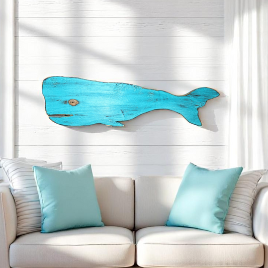 Ocean Themed Nursery Accent Rustic Wooden Whale Nautical Housewarming Gift Idea Coastal Living Room Wall Decor Primitive Wood Whale