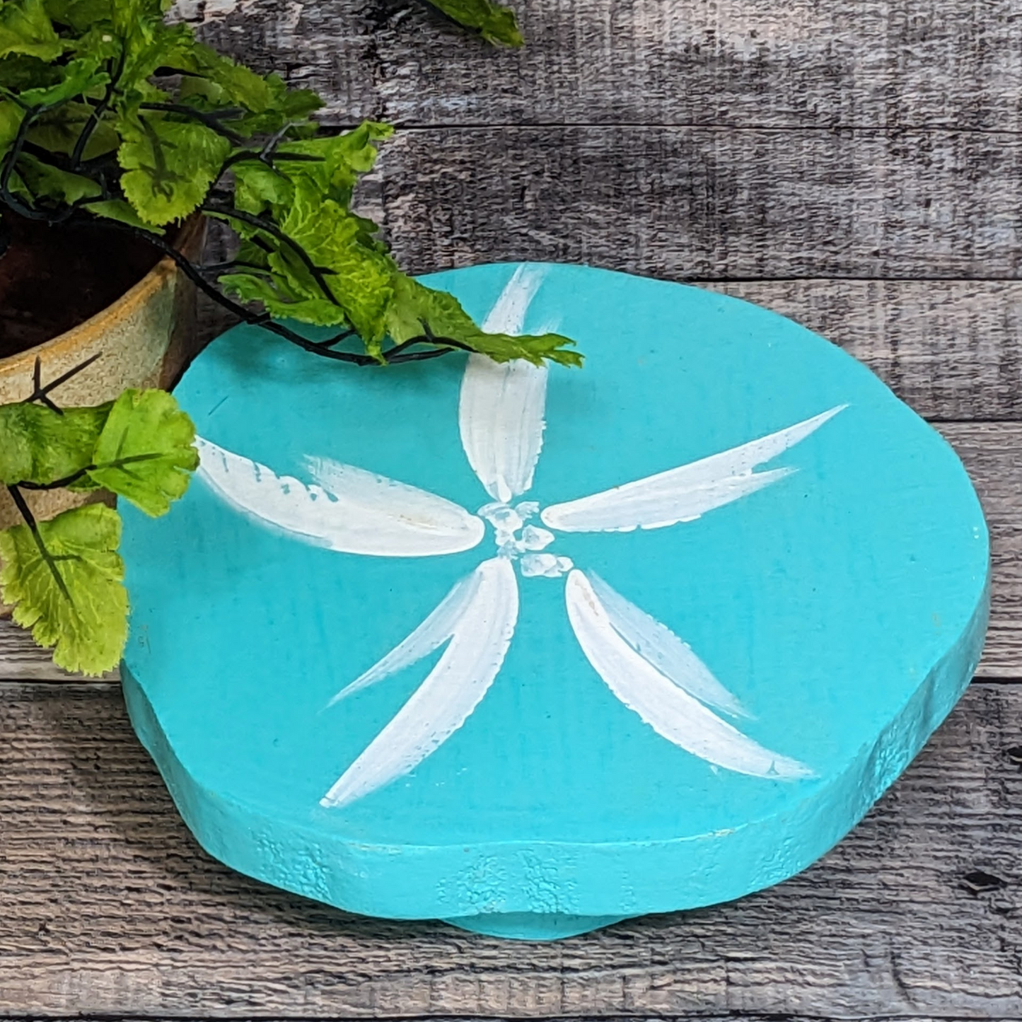 Coastal Themed Sand Dollar Tiered Tray Riser Mini Rustic Wood Candle Platform Beach House Style Coastal Farmhouse Housewarming Gift Idea