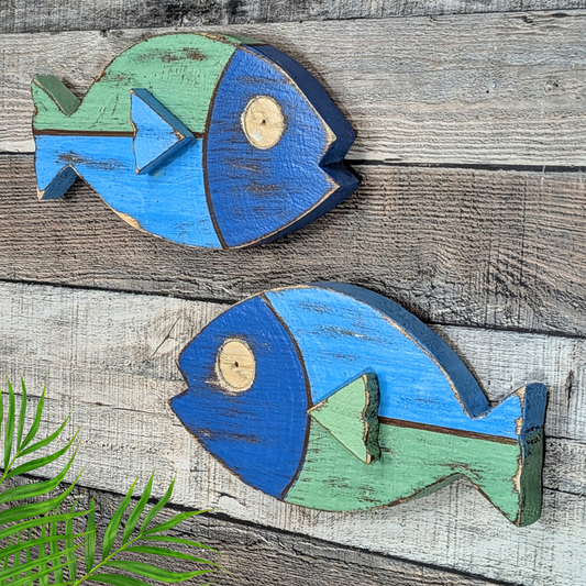 Tiki-Era Vintage-Style Ocean Themed Nursery Wall Decor Wooden Fish Home Accent Whimsical Beach Lover Fish Art Nautical Gift Idea