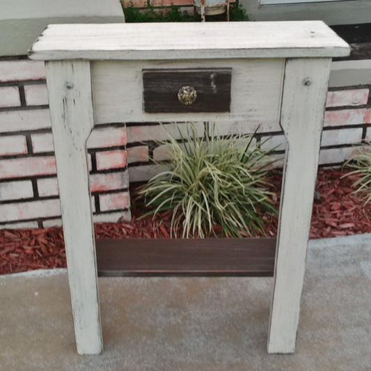 Skinny Hallway Wood Furniture Narrow Entry Small Space Table Powder Room Towel Storage Shelf Rustic Country Style Vacation Home Staging