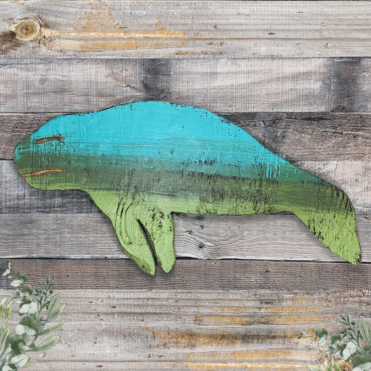 Florida Manatee Tropical Themed Home Accent Wooden Sea Cow Wall Decor Beach Themed Nursery Ocean Lover Housewarming Gift Idea