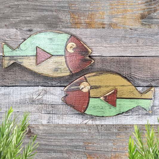 Atomic Tiki Wooden Fish Home Accent Vintage-Style Ocean Themed Nursery Wall Decor Whimsical Beach Lover Fish Art Nautical Gift Idea