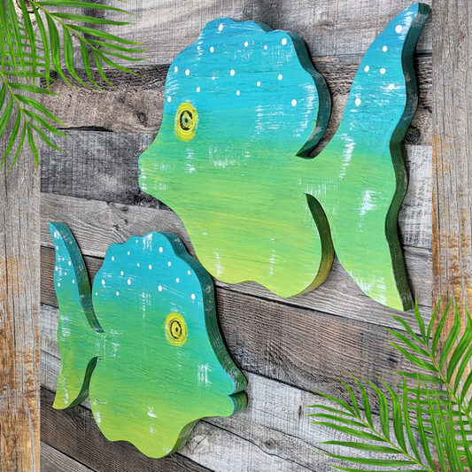 Whimsical Nursery Tropical Fish Decor Coastal Art for Beach House Wooden Angelfish Wall Hanging Ocean Lover Gift Idea
