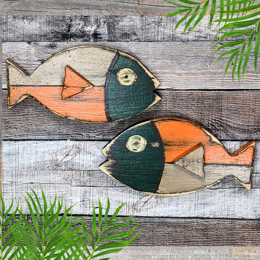 Vintage-Style Ocean Themed Nursery Wall Decor Atomic Tiki Wooden Fish Home Accent Whimsical Beach Lover Fish Art Nautical Gift Idea