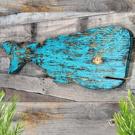 Primitive Coastal Whale Ocean Themed Nursery Accent Rustic Wooden Whale Nautical Housewarming Gift Idea Beach House Entrance Wall Decor