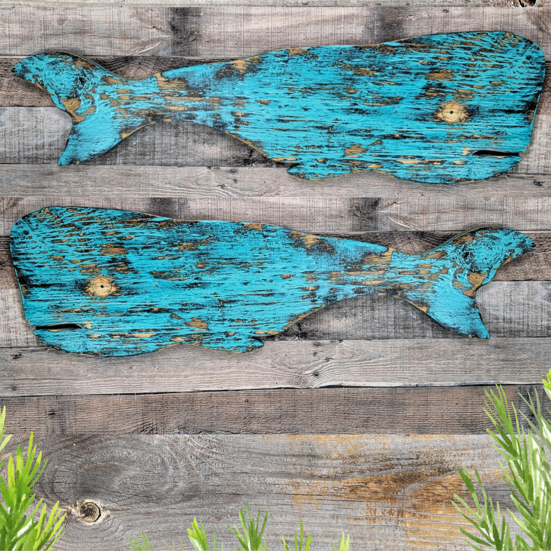 Primitive Coastal Whale Ocean Themed Nursery Accent Rustic Wooden Whale Nautical Housewarming Gift Idea Beach House Entrance Wall Decor
