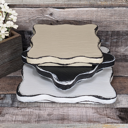 Ruffled Edge French Country Style Centerpiece Base Neutral Wedding Table Accent White & Black Decor Elegant Modern Farmhouse Display Riser