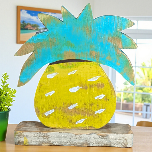 Island Wedding Pineapple Art Accent Tropical Vibe Home Staging Decor Beach Theme Centerpiece Coastal Kitchen Shelf Sitter Tiki Bar Prop