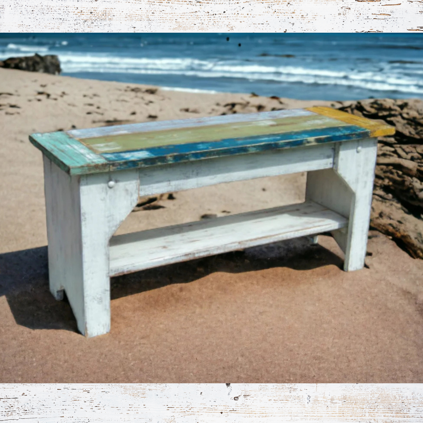 Island Style Indoor Bench Coastal Farmhouse Kitchen Table Seating Mudroom Shoe Storage Covered Porch Rustic Country Bench