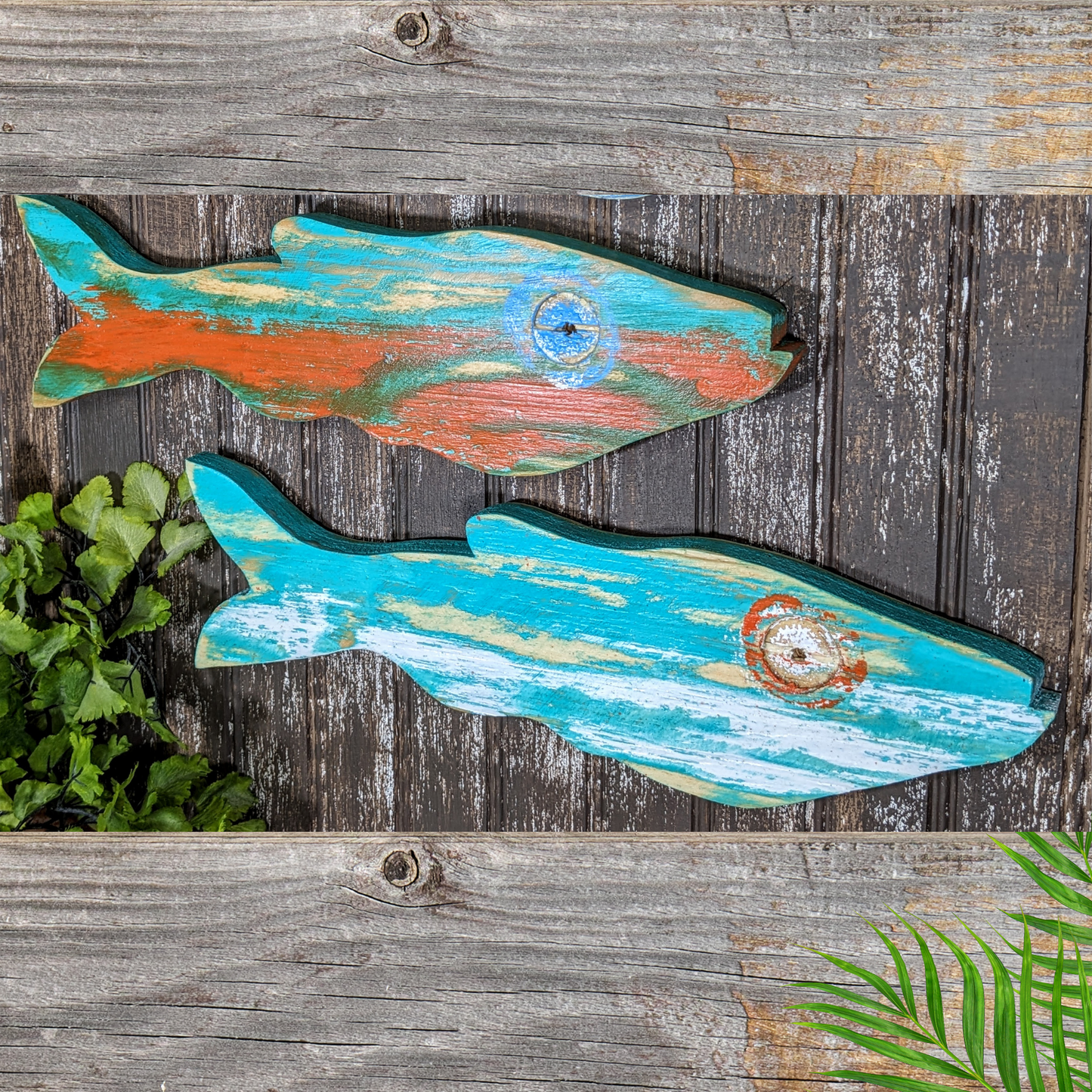 Larger Minnows Wall Hangings Weathered Wooden Fish Whimsical Nursery Decor
