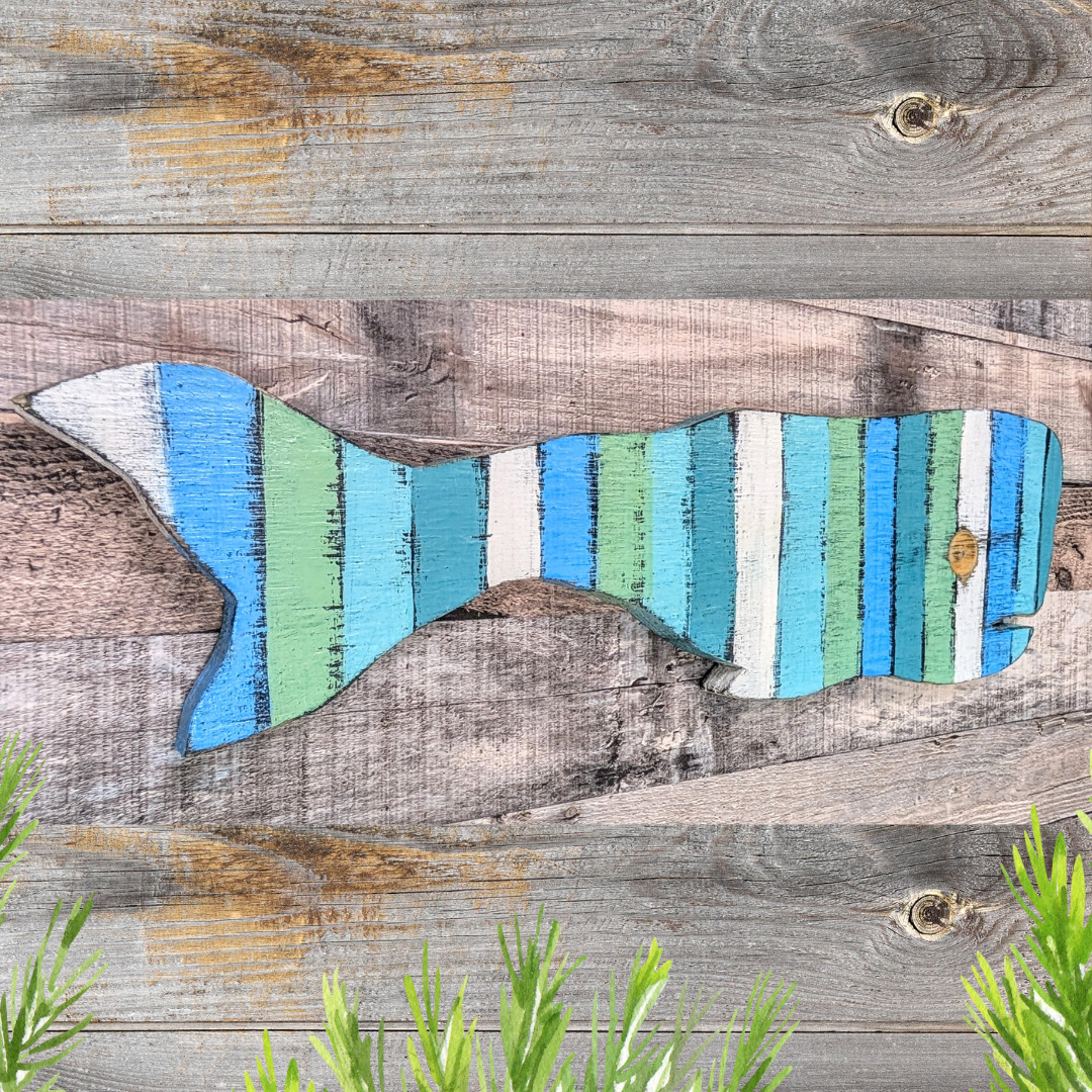 Small Whale Nautical Housewarming Gift Idea Coastal Living Room Wall Decor Primitive Wood Whale Rustic Ocean Themed Nursery Accent
