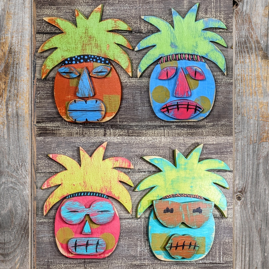 Tiki Decor Whimsical Sun Worshipper Bar Sign Hawaiian Tiki Wall Hanging Wedding Accent Beach Comber Pineapple Mask Game Room