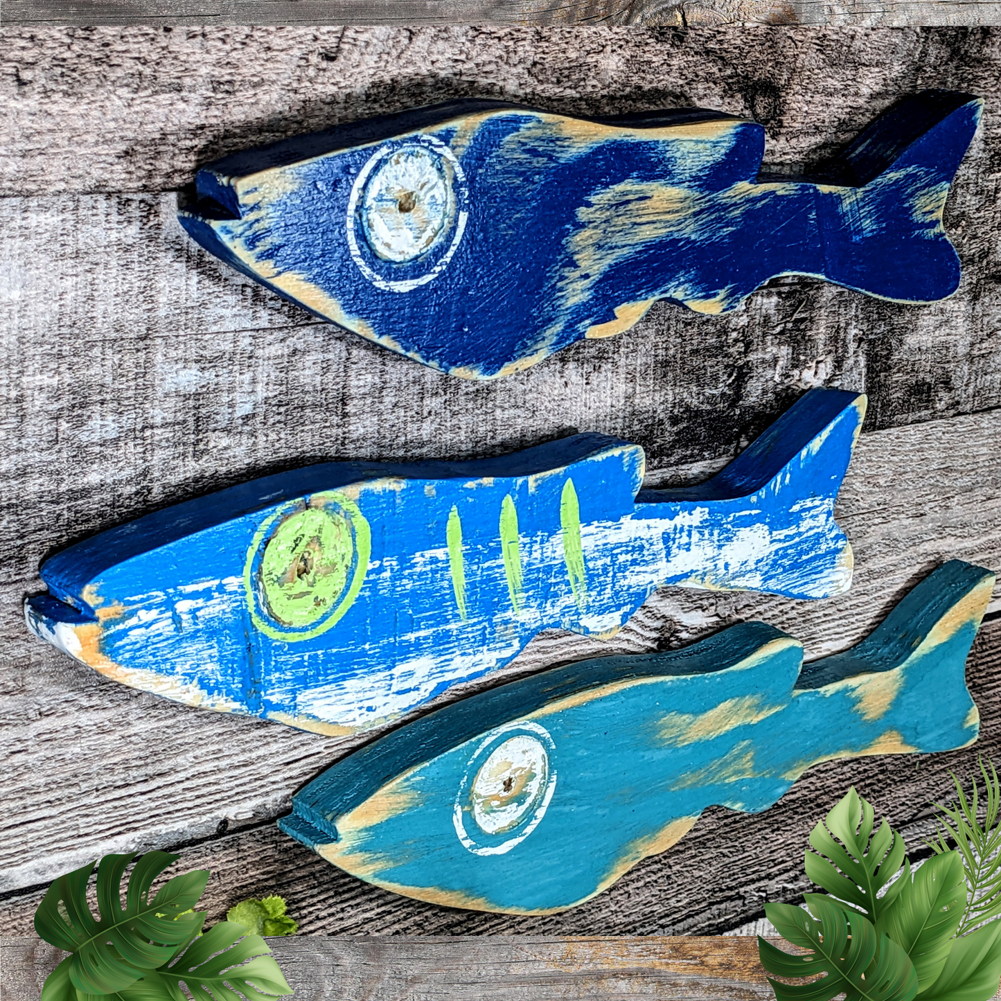 Coral Reef Blues Whimsical School Of Fish Nautical Nursery Minnow Wall Decor Ocean Themed Beach Lover Gift Idea Wooden Fish Accent