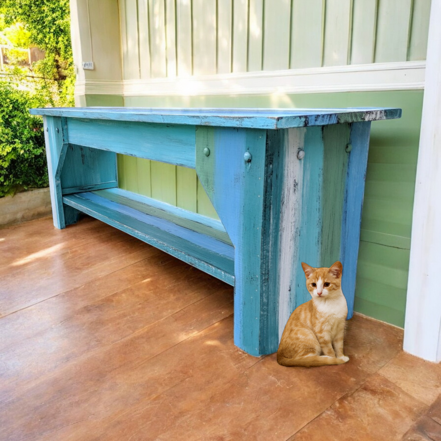 Beach House Style Entryway Indoor Coastal Bench Farmhouse Kitchen Table Seating Mudroom Shoe Storage Covered Porch Rustic Country Bench