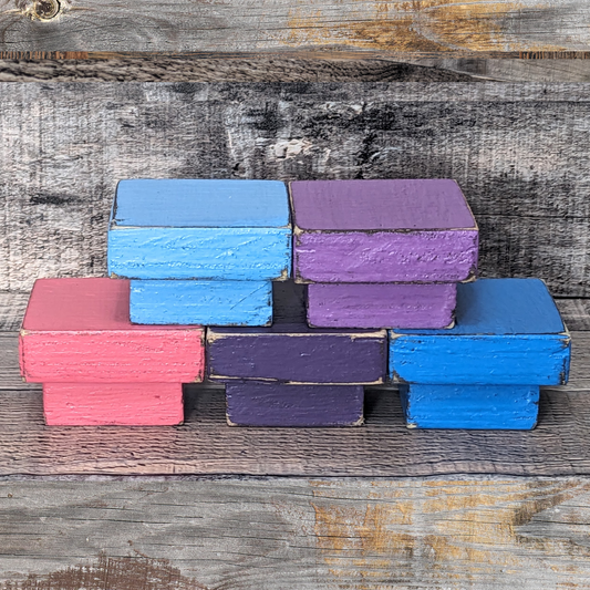 Tiny Shelf Whimsical Display Accent Block Mini Wood Platform Tiered Tray Polka Dot Riser Miniature Display Stand Small Home Gift Idea