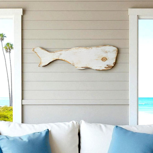 Small Rustic Wooden Whale Nautical Housewarming Gift Idea Coastal Living Room Wall Decor Primitive Wood Whale Ocean Themed Nursery Accent
