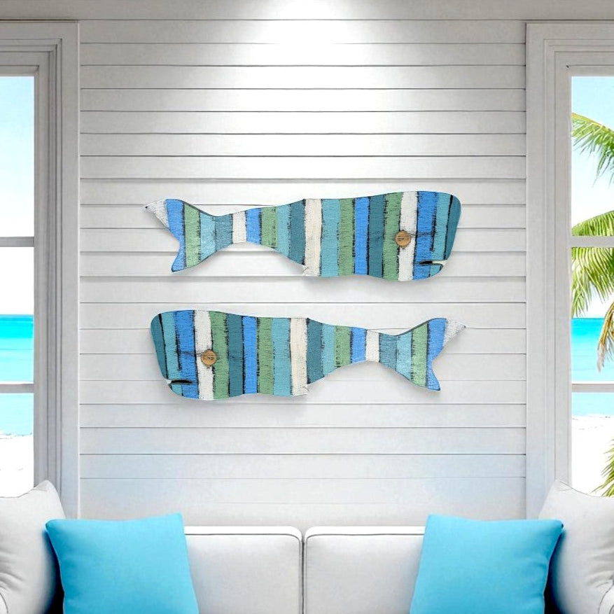 Small Whale Nautical Housewarming Gift Idea Coastal Living Room Wall Decor Primitive Wood Whale Rustic Ocean Themed Nursery Accent