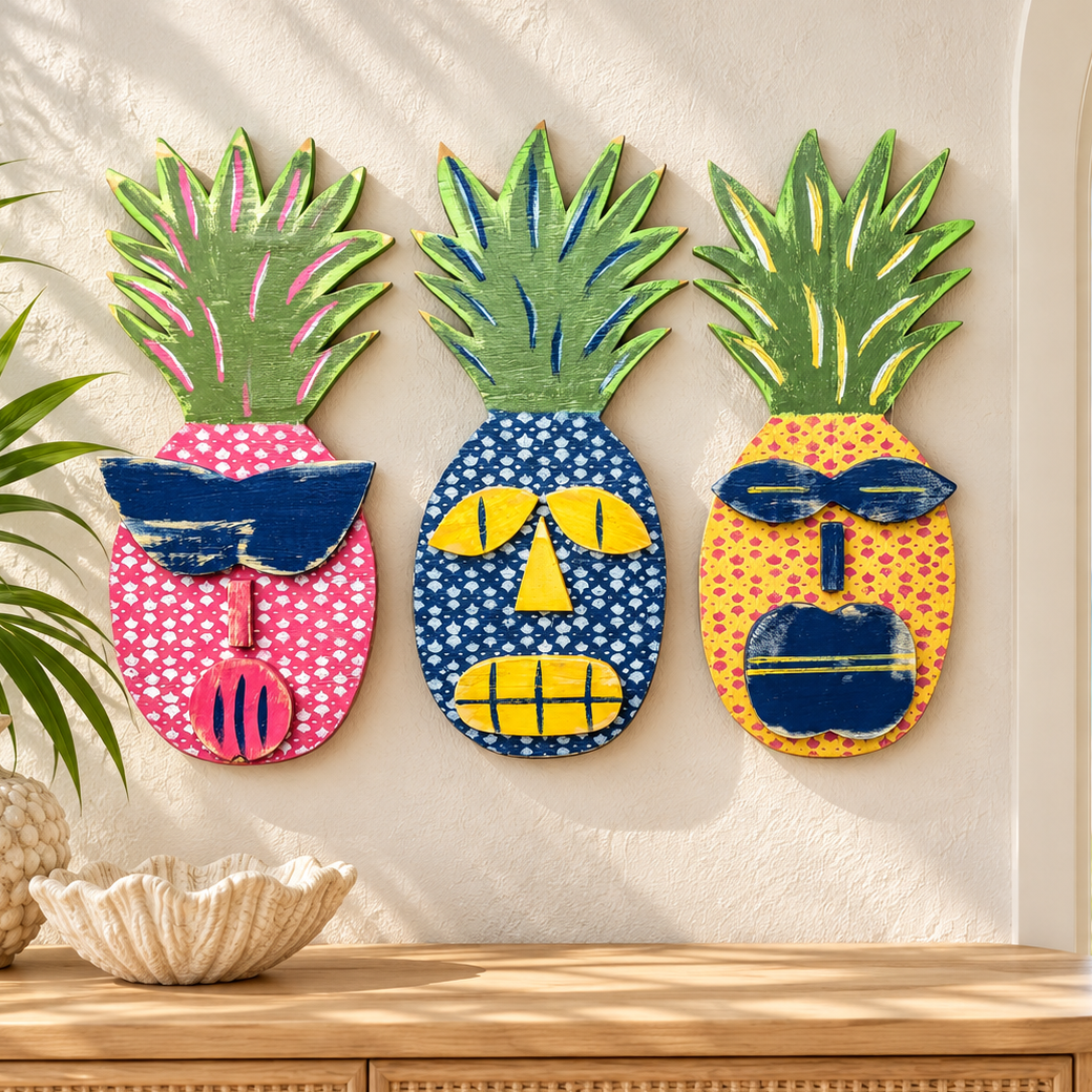 Colorful Pineapple Tiki Wall Decor