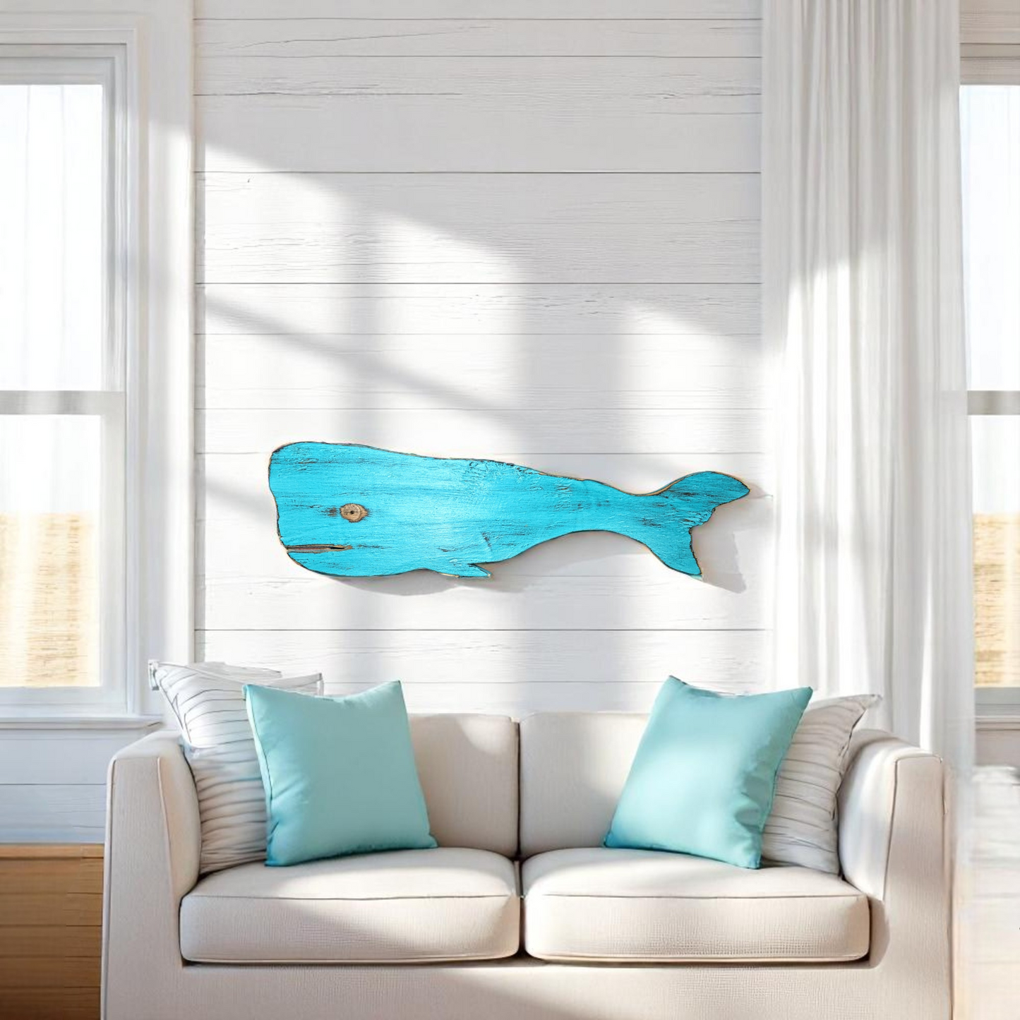 Primitive Wood Whale Rustic Wooden Whale Ocean Themed Nursery Accent Nautical Housewarming Gift Idea Coastal Living Room Wall Decor