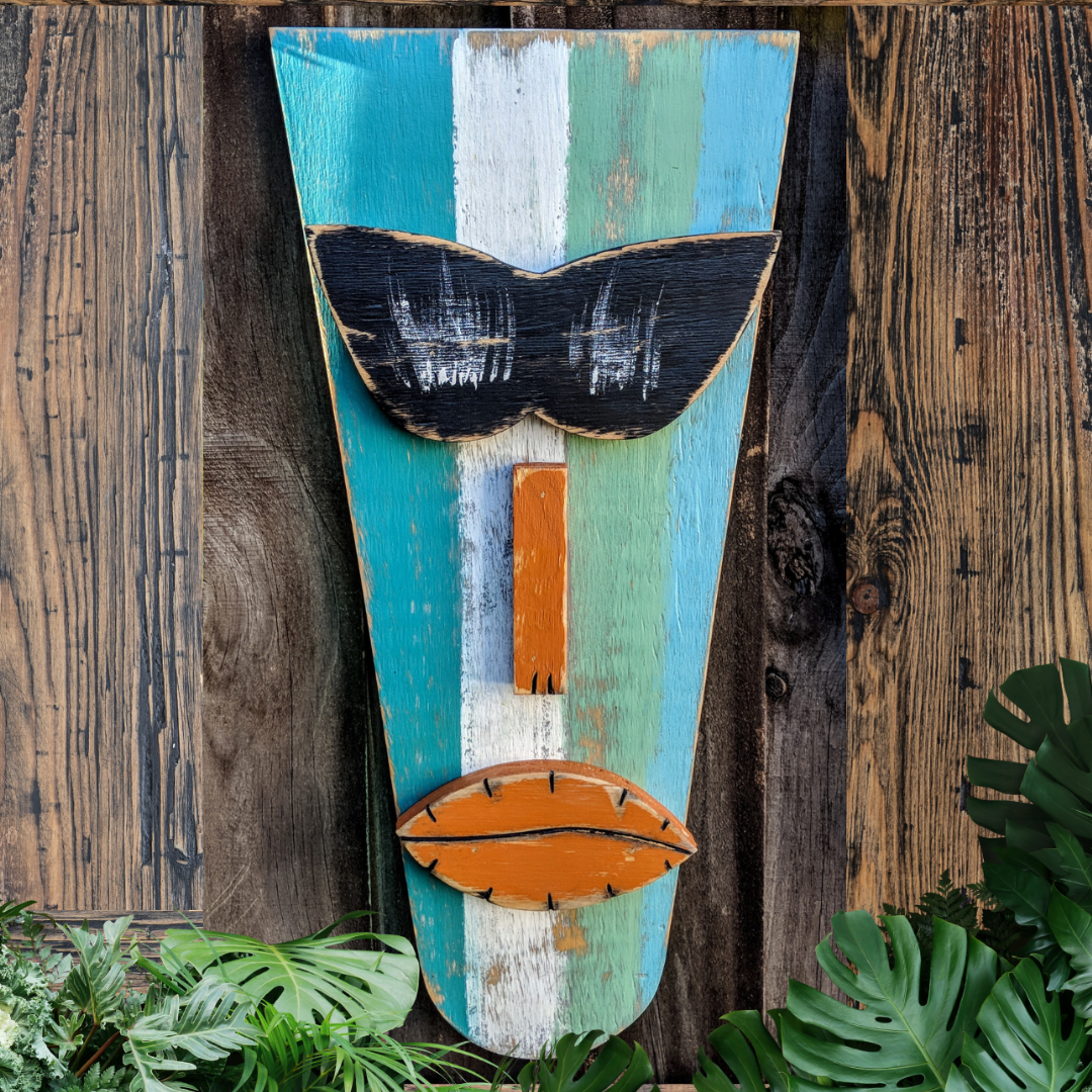 Tropical Beach House Wall Accents Tiki Bar Mancave Signs Coastal Living Gift Idea Primitive Tribal Home Decor Beach Brothers Tiki Masks