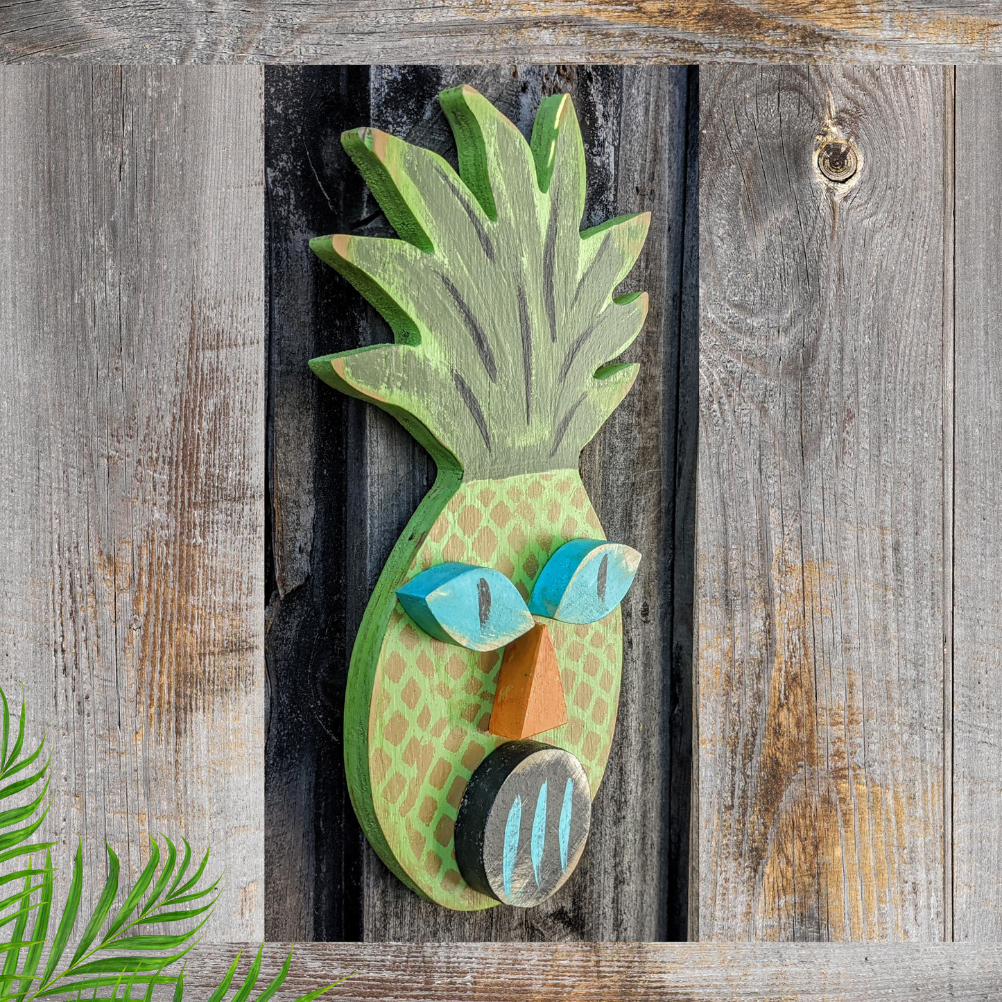 Tropical Tiki Pineapple Whimsical Art Mancave Wall Hangings Hawaiian Game Room Tiki Bar Decor Coastal Living Beach Lover Gift Idea