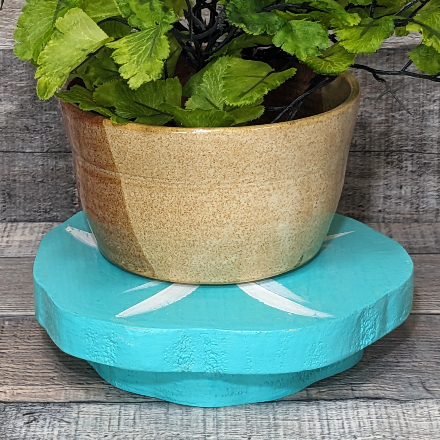 Coastal Farmhouse Housewarming Gift Idea Ocean Themed Sand Dollar Tiered Tray Riser Mini Rustic Wood Candle Platform Beach House Style