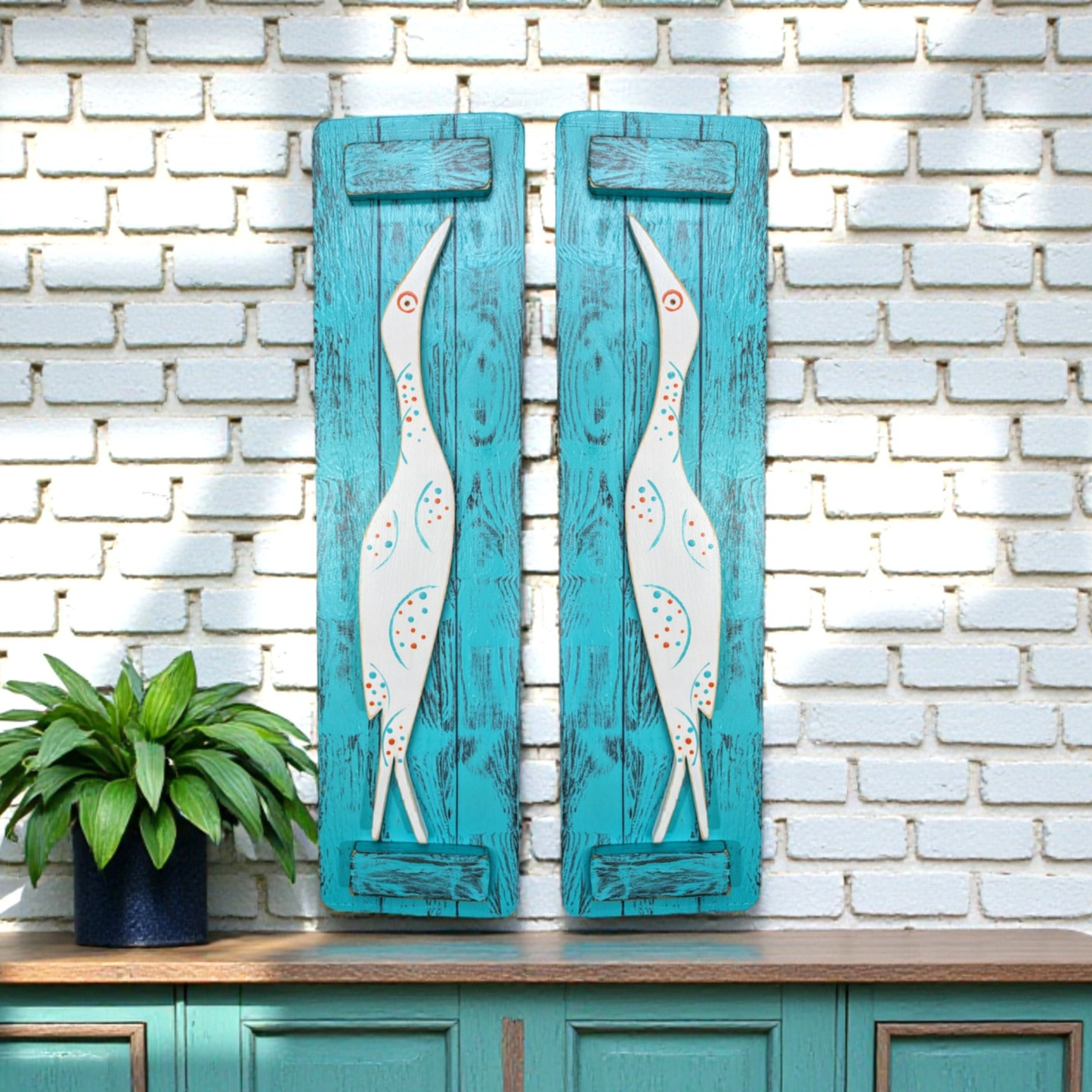 Mid-Century Bird Summer Room Accent Modern Home Staging Spring Mantel Decorating Idea Small Apartment Decor Rustic Island Egret Wall Hanging