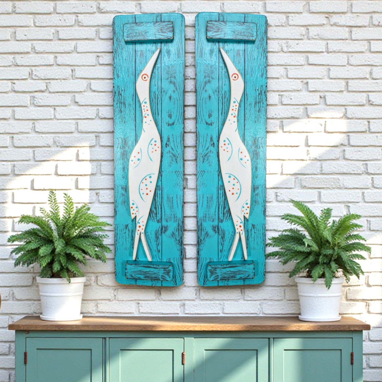 Mid-Century Bird Summer Room Accent Modern Home Staging Spring Mantel Decorating Idea Small Apartment Decor Rustic Island Egret Wall Hanging