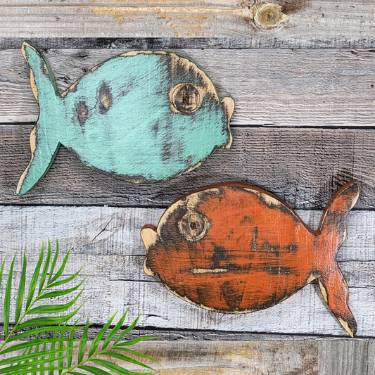 Kissing Fish Ocean Themed Nursery Decor Coastal Farmhouse Home Accent Beach Lover Gift Idea Nautical Mancave Tiki Bar Wall Hanging