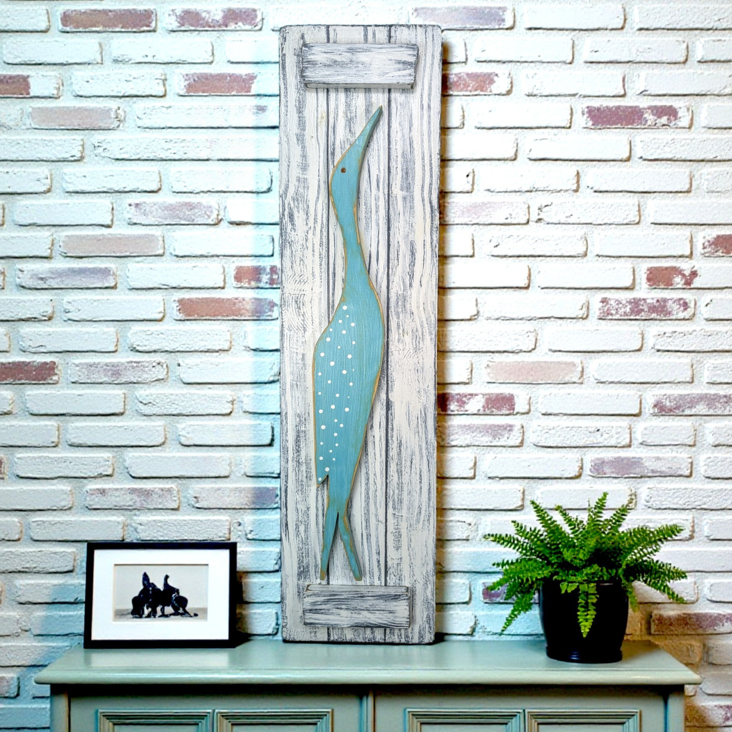 Minimalist Bird Tropical Themed Wall Decor Wooden Egret Sign Mid-Century Style Accent Coastal Home Staging Nature Lover House Warming Gift