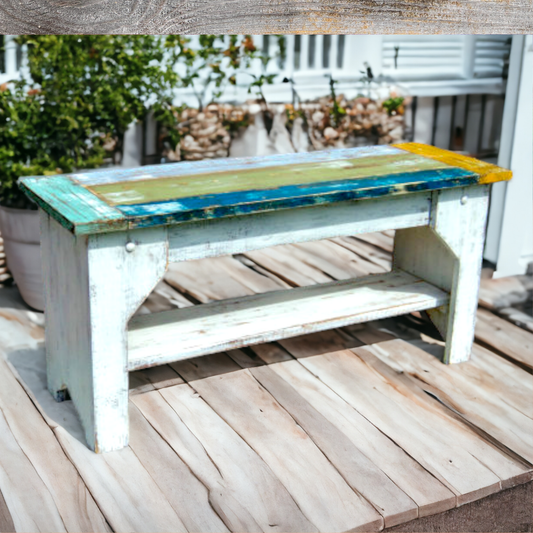 Island Style Indoor Bench Coastal Farmhouse Kitchen Table Seating Mudroom Shoe Storage Covered Porch Rustic Country Bench