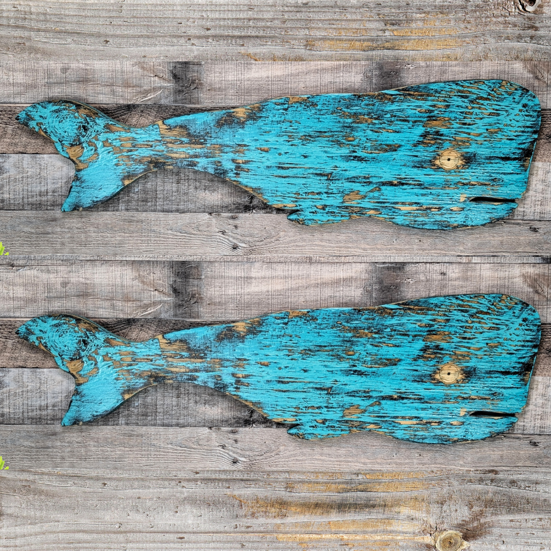 Primitive Coastal Whale Ocean Themed Nursery Accent Rustic Wooden Whale Nautical Housewarming Gift Idea Beach House Entrance Wall Decor