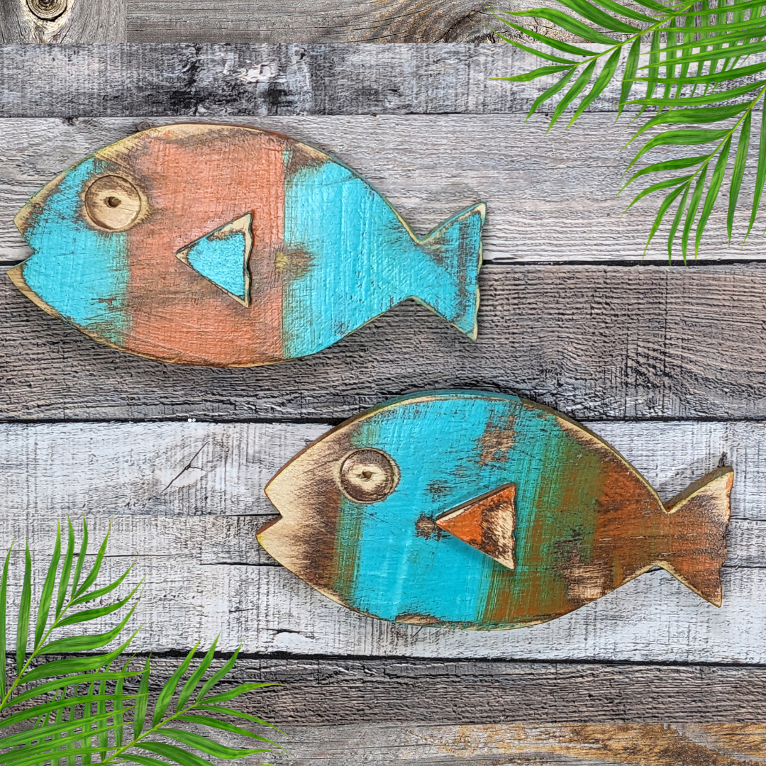 Retro-Style Fish Wall Hanging Mid Century Beach Lover Fish Art Ocean Themed Nursery Wall Decor Coastal Farmhouse Home Accent Gift idea