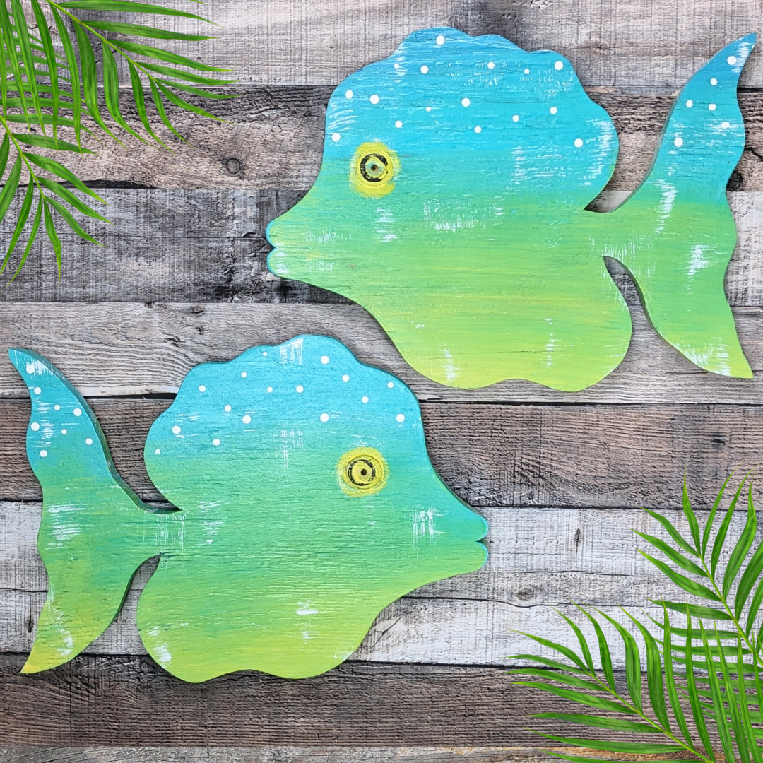 Whimsical Nursery Tropical Fish Decor Coastal Art for Beach House Wooden Angelfish Wall Hanging Ocean Lover Gift Idea