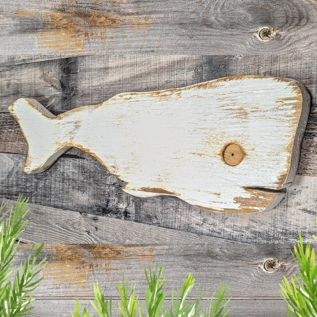 Small Rustic Wooden Whale Nautical Housewarming Gift Idea Coastal Living Room Wall Decor Primitive Wood Whale Ocean Themed Nursery Accent