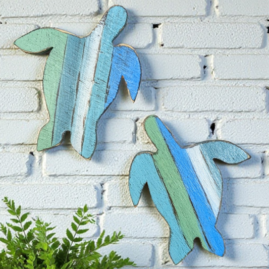 Beach Theme Nursery Sea Turtle Tropical Home Staging Wall Accent Shabby Chic Photo Prop Small Bathroom Decor Update