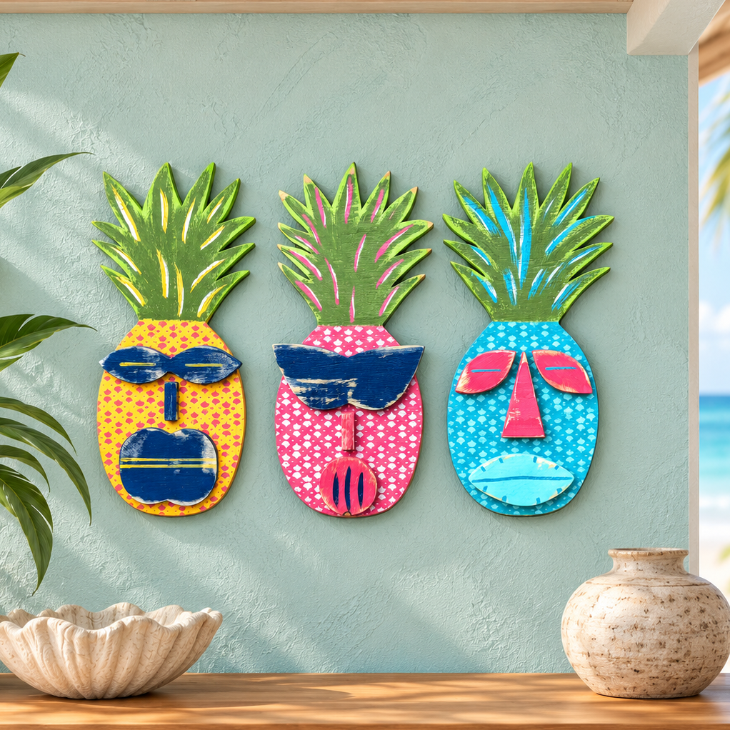 Colorful Pineapple Tiki Wall Decor