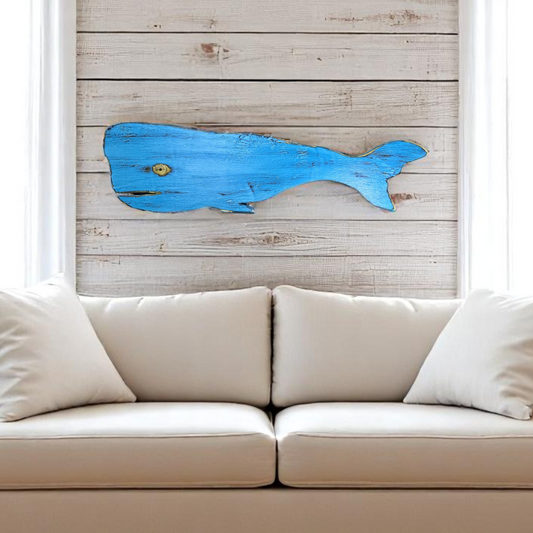 Rustic Wooden Whale Ocean Themed Nursery Accent Nautical Housewarming Gift Idea Coastal Living Room Wall Decor Primitive Wood Whale