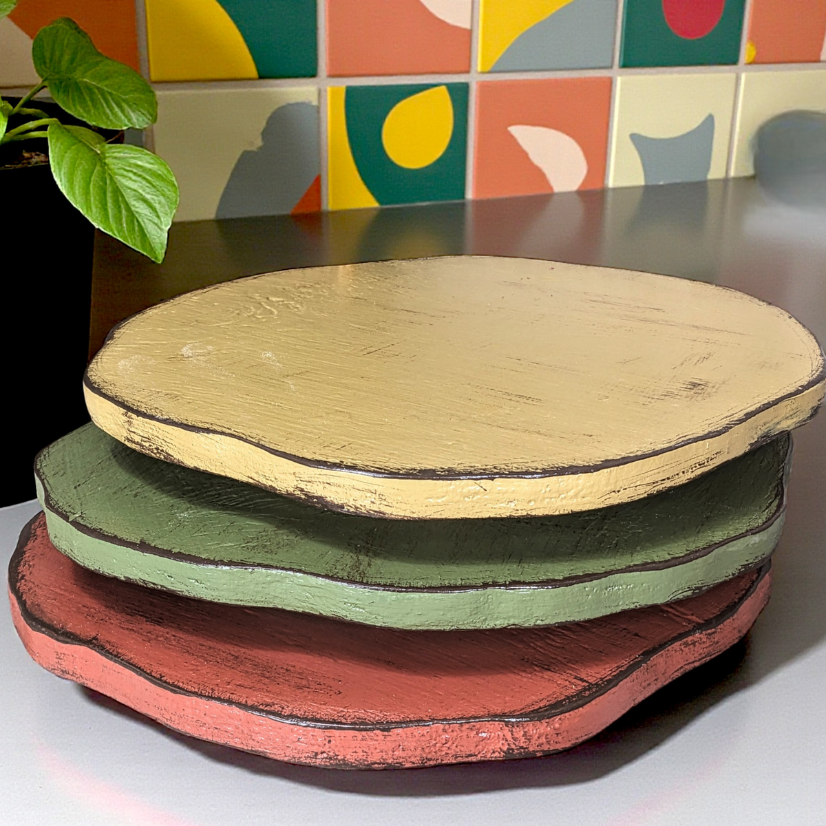Round Wooden Riser, Rustic Entertaining Platter