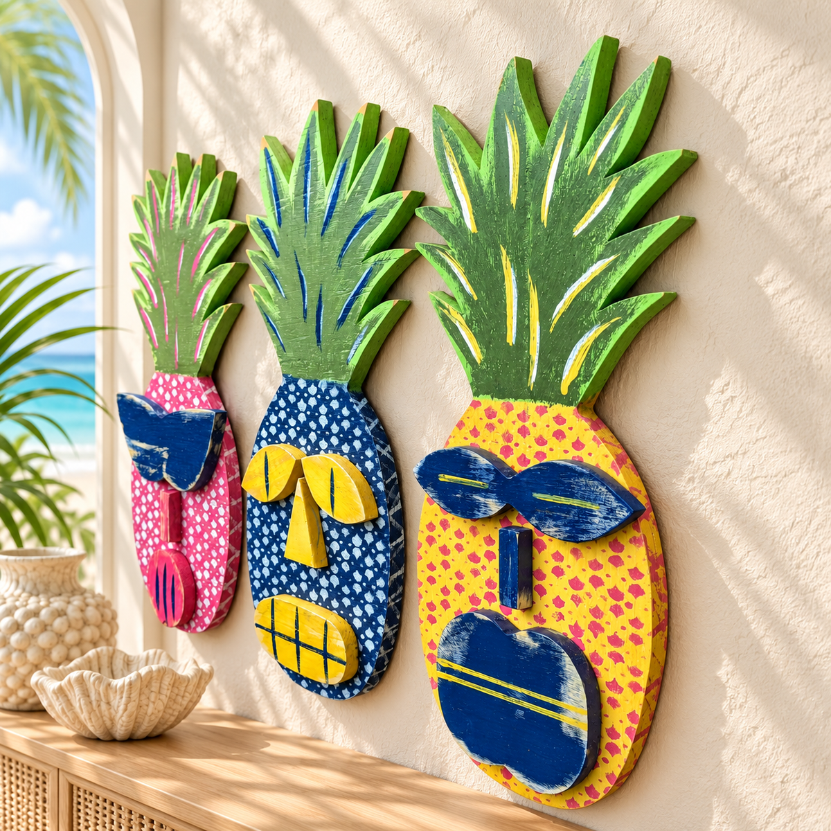 Colorful Pineapple Tiki Wall Decor