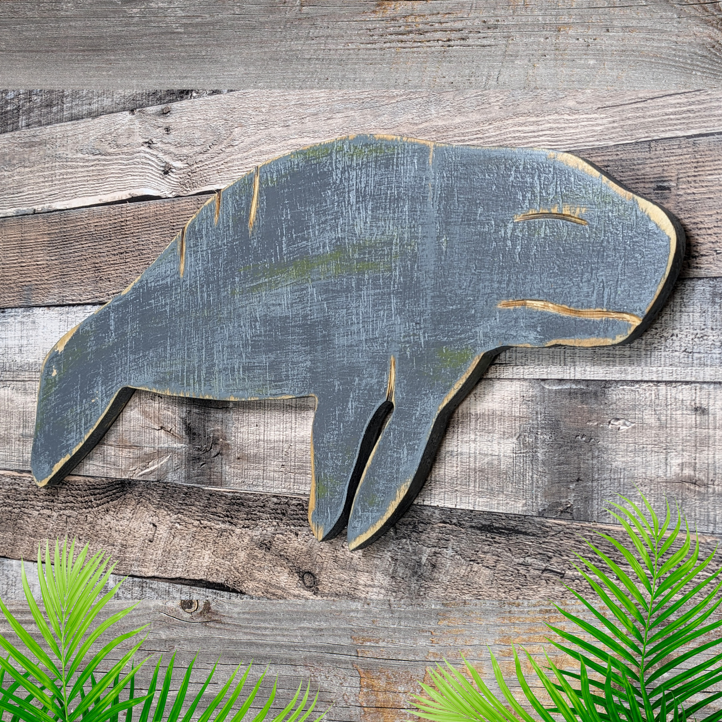 Classic Gray Florida Manatee Wall Decor Tropical Themed Nursery Accent Beach Lover Gift Idea