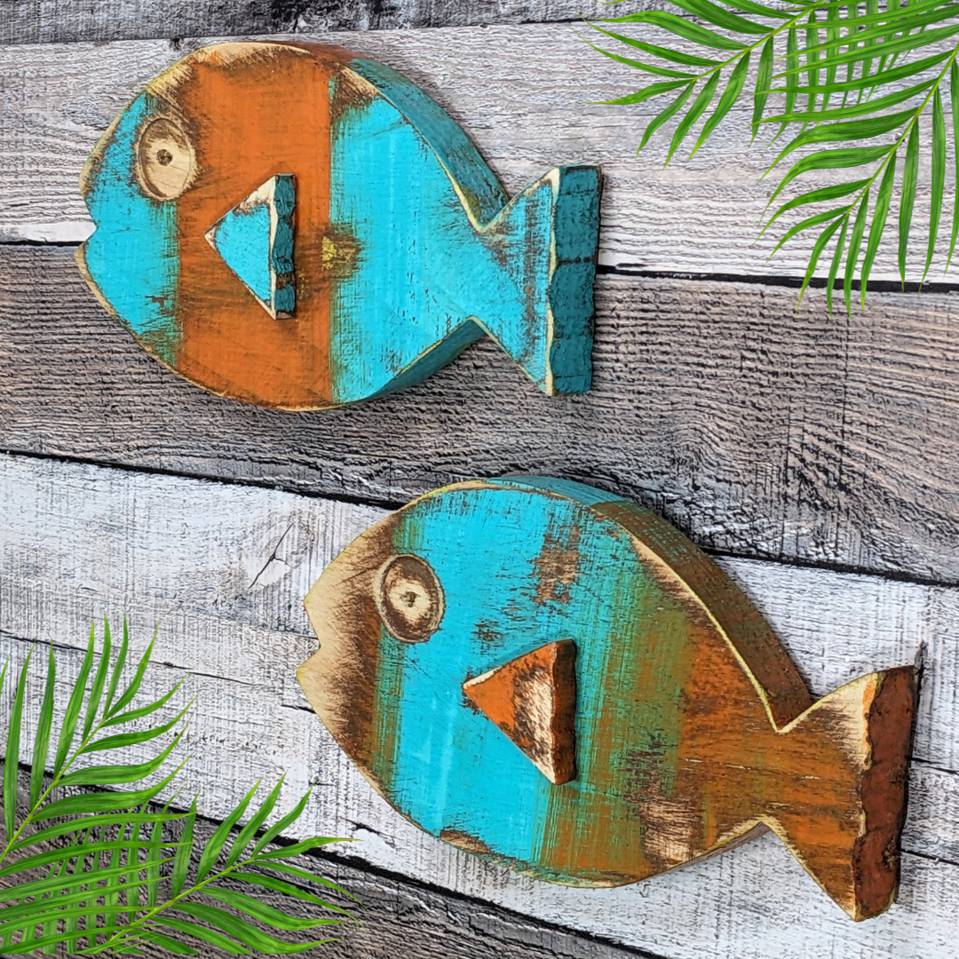 Retro-Style Fish Wall Hanging Mid Century Beach Lover Fish Art Ocean Themed Nursery Wall Decor Coastal Farmhouse Home Accent Gift idea