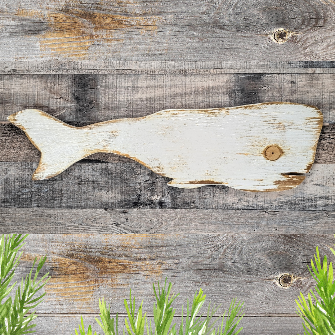Small Rustic Wooden Whale Nautical Housewarming Gift Idea Coastal Living Room Wall Decor Primitive Wood Whale Ocean Themed Nursery Accent