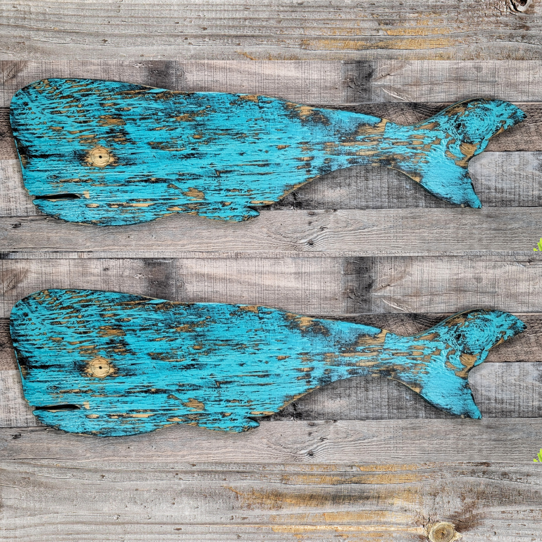 Primitive Coastal Whale Ocean Themed Nursery Accent Rustic Wooden Whale Nautical Housewarming Gift Idea Beach House Entrance Wall Decor