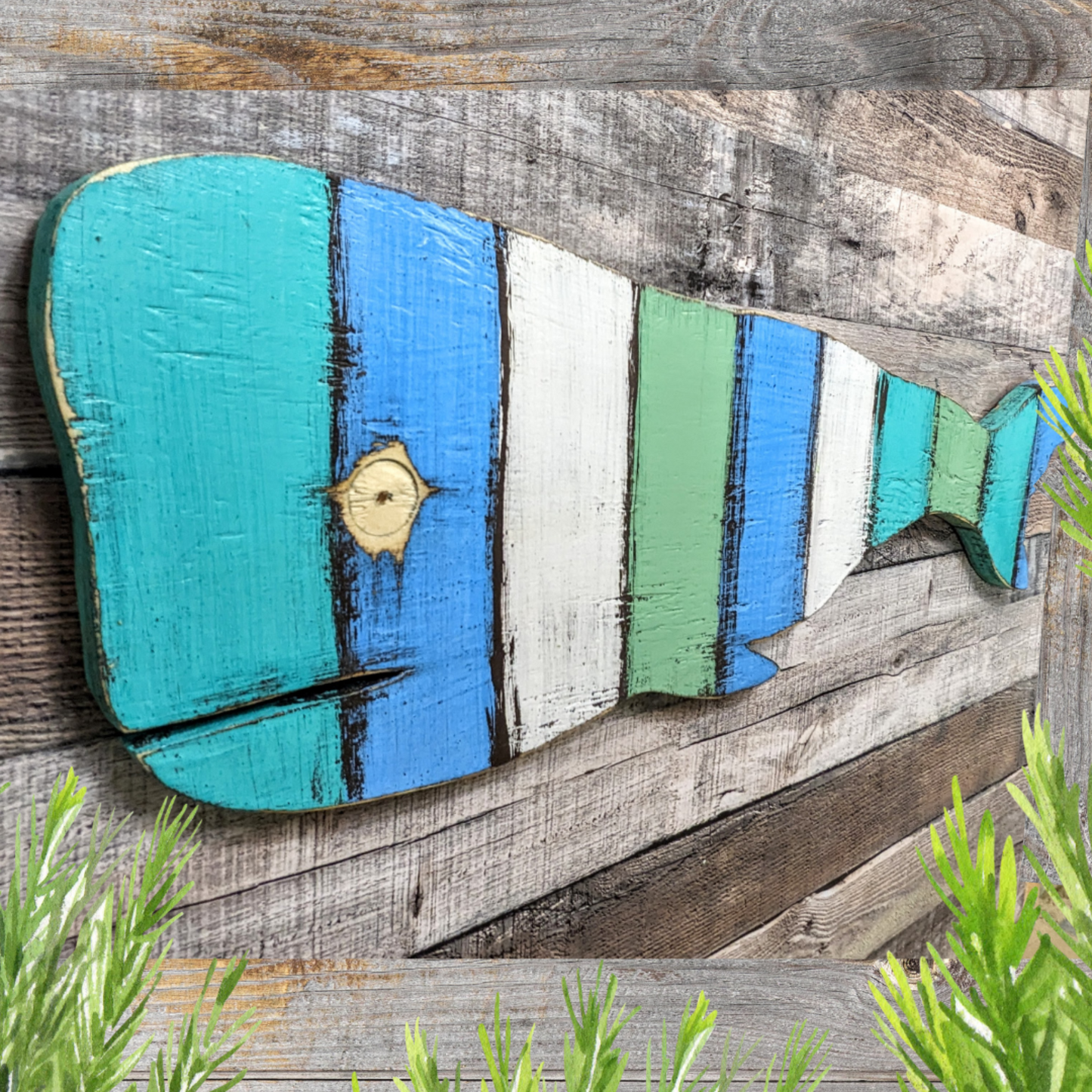 Ocean Themed Nursery Accent Rustic Wooden Whale Nautical Housewarming Gift Idea Coastal Living Room Wall Decor Primitive Wood Whale