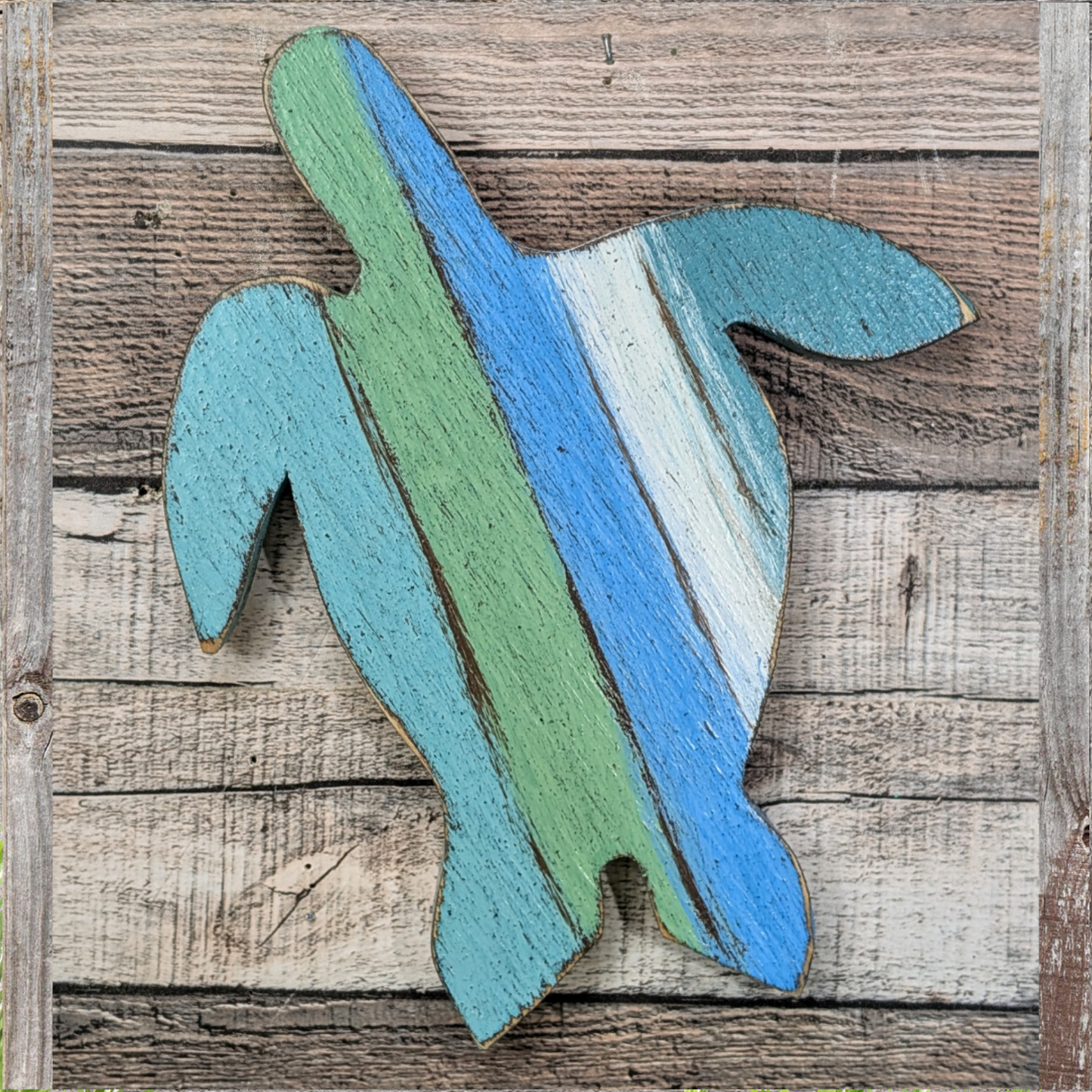 Beach Theme Nursery Sea Turtle Tropical Home Staging Wall Accent Shabby Chic Photo Prop Small Bathroom Decor Update