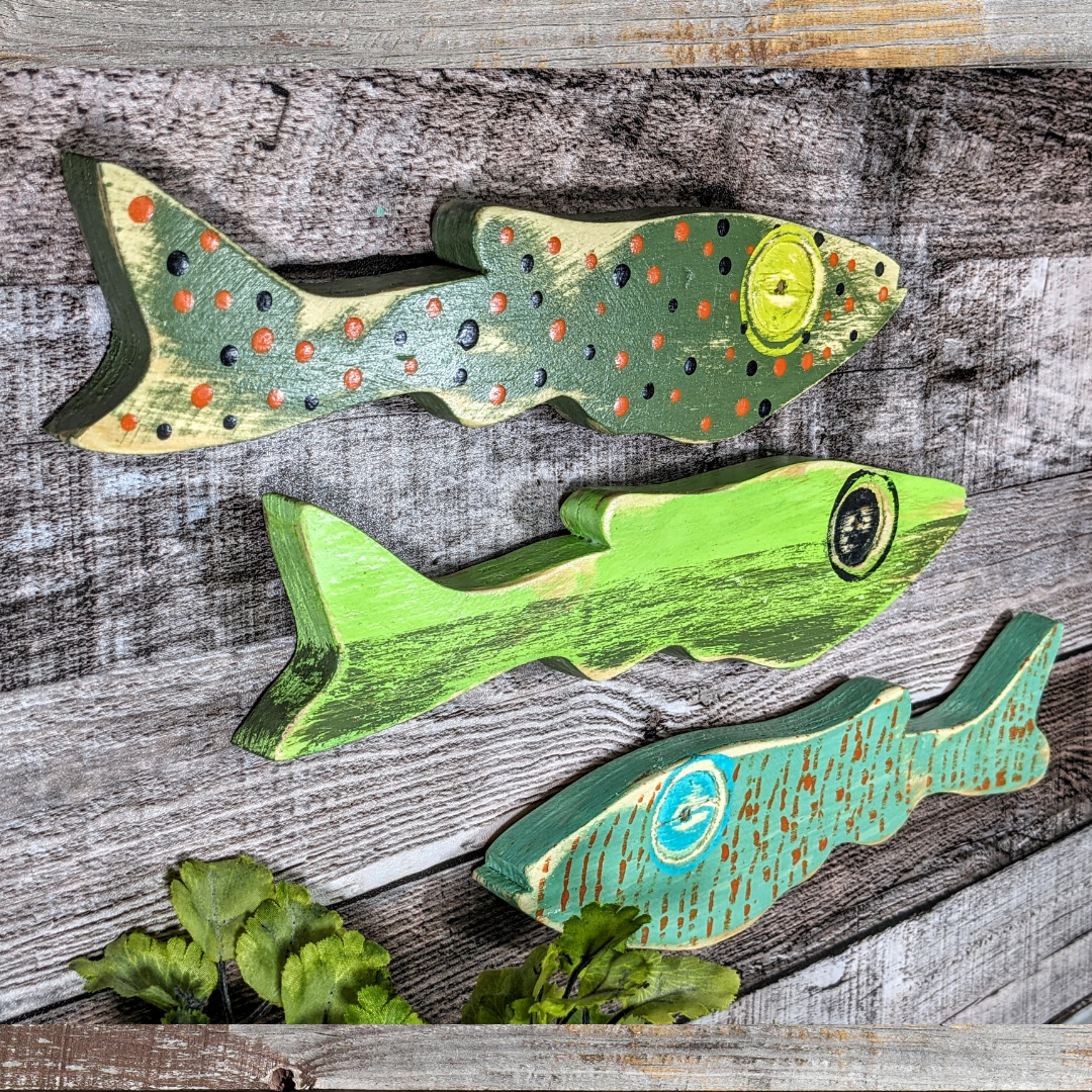 Tropical Ocean Greens Focused Nautical Nursery Whimsical School Of Fish Minnow Wall Decor Beach Lover Themed Gift Idea Wooden Fish Accent