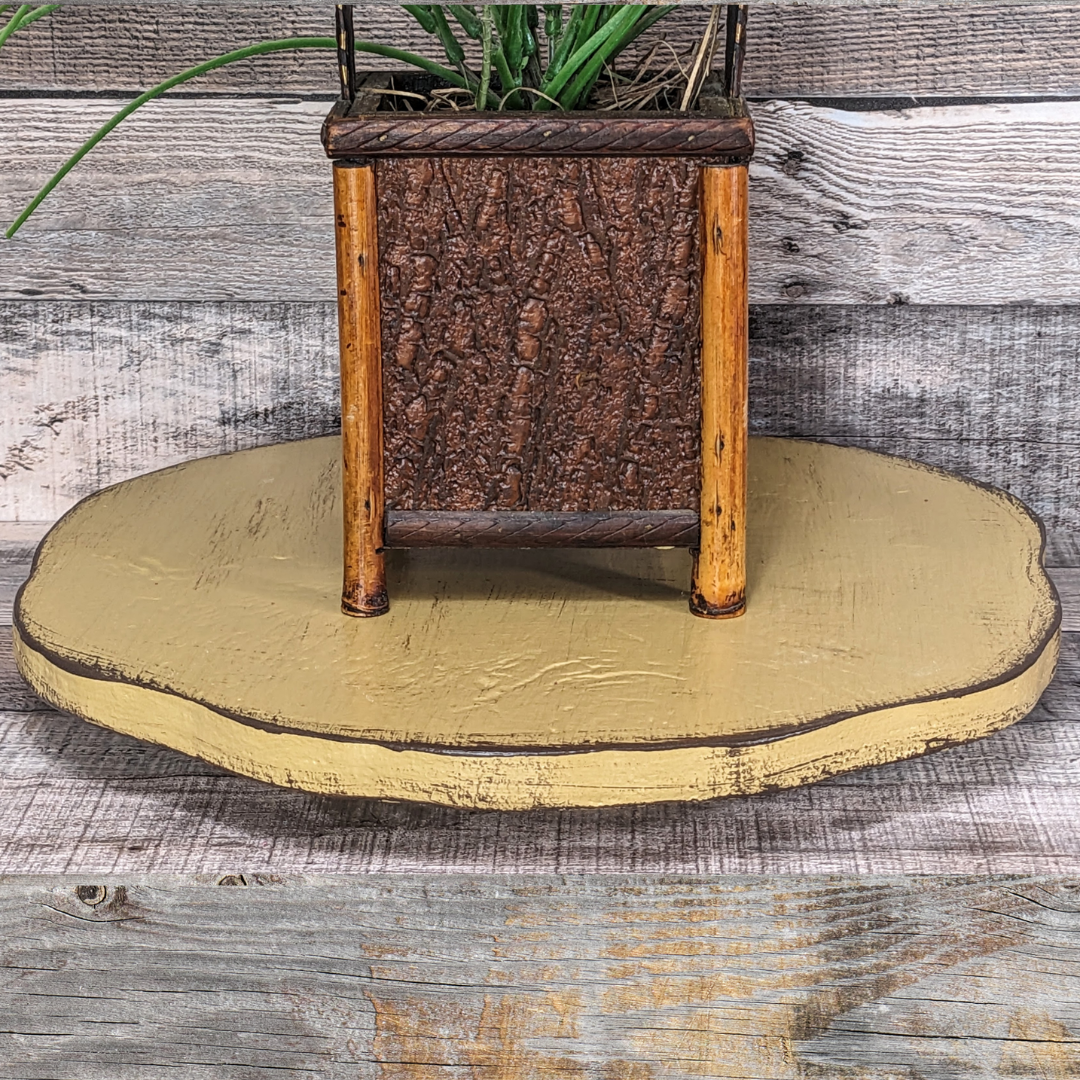 Rustic Round Large Display Riser in Earth Tones Wooden Accent Platform Serving Tray Large Candle Stand Wedding Table Pedestal