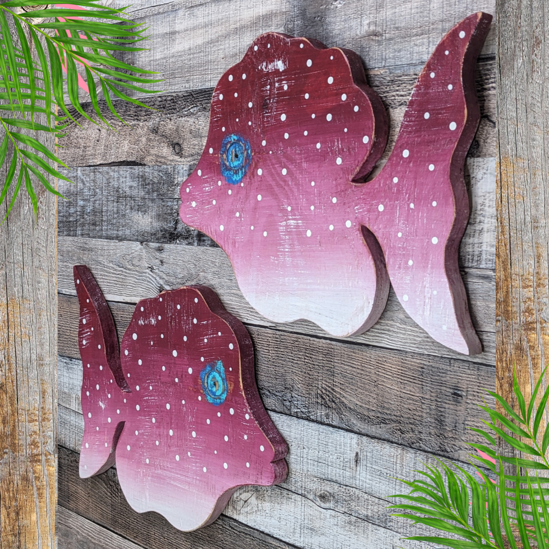 Coastal Art for Beach House Fish Decor Gift Idea Bright Tropical Fish Decor Wooden Angelfish Wall Hanging Whimsical Nautical Nursery